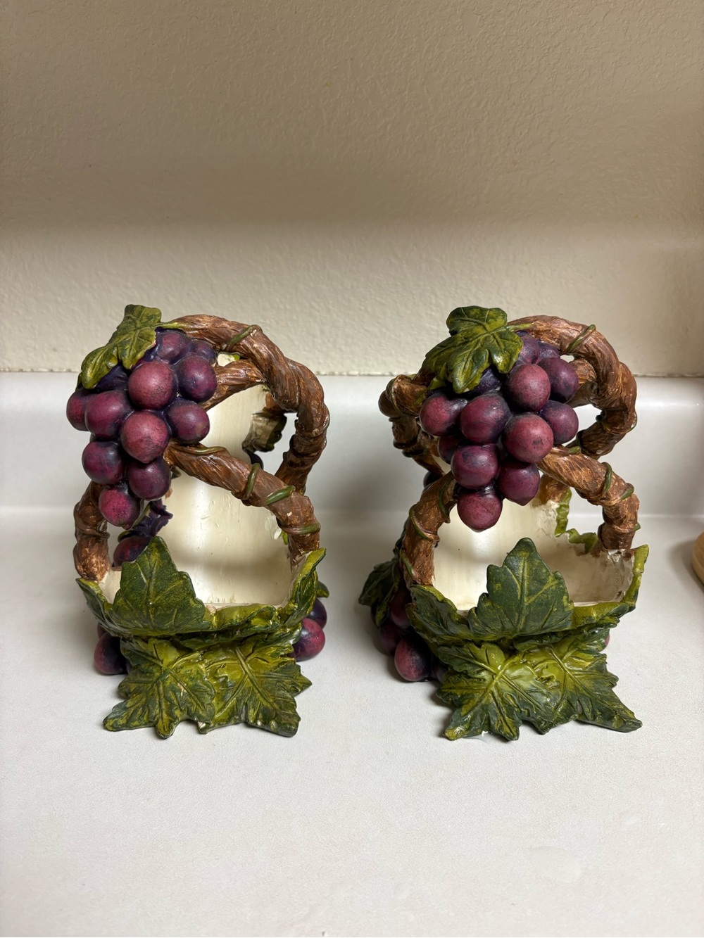 Decorative Grape Vine Ceramic Napkin Holders - Purple